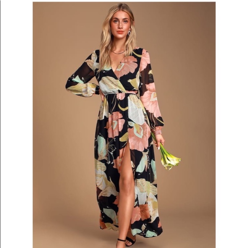 Wondrous Water Lilies Floral Print Maxi Dress